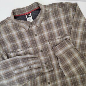 The North Face Mens Brown Plaid Button Up Lightweight Long Sleeve Pocket Camp XL